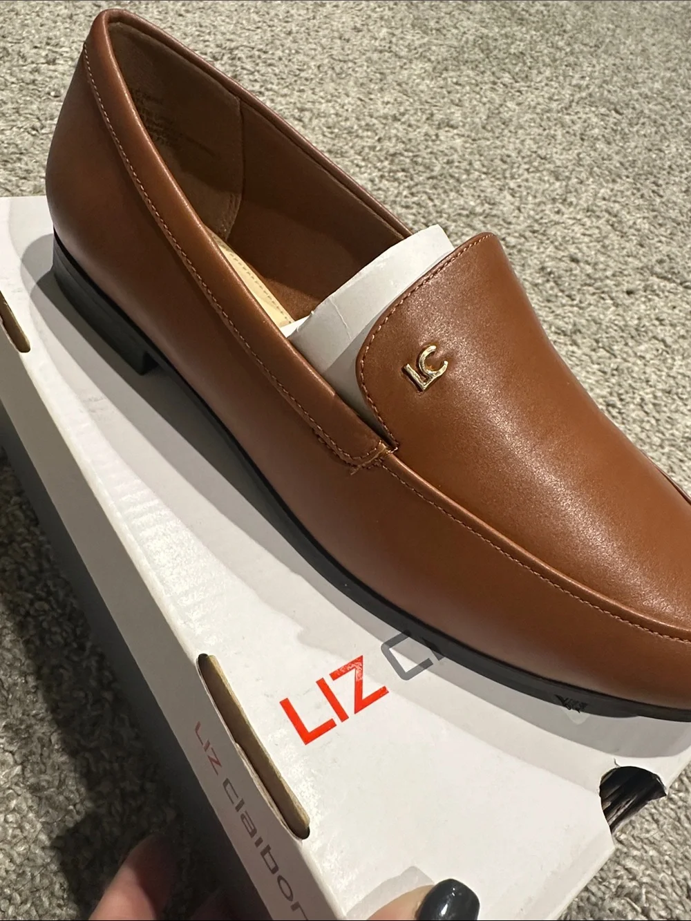 Liz Claiborne Cognac Brown Leather Slip-On LoaferNWT 7W